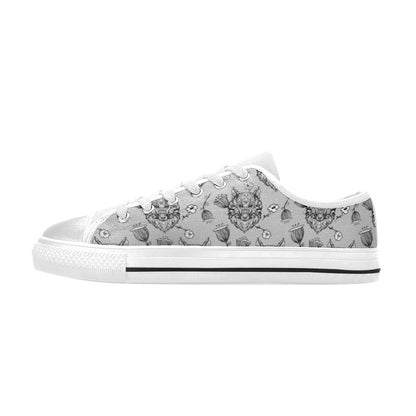 Tribal Pattern Print Design LKS306 Women's White Low Top Shoes