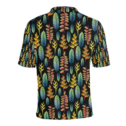 Heliconia Pattern Print Design HL03 Men Polo Shirt