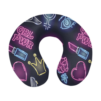 Lipstick Neon Pattern Print Design 02 U-Shaped Travel Neck Pillow