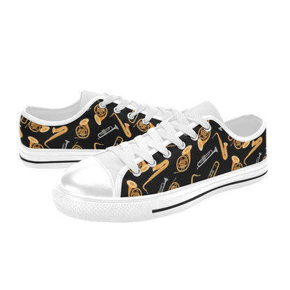 Saxophone Print Design LKS403 Women's White Low Top Shoes