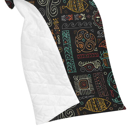 Polynesian Pattern Print Design A04 Premium Quilt