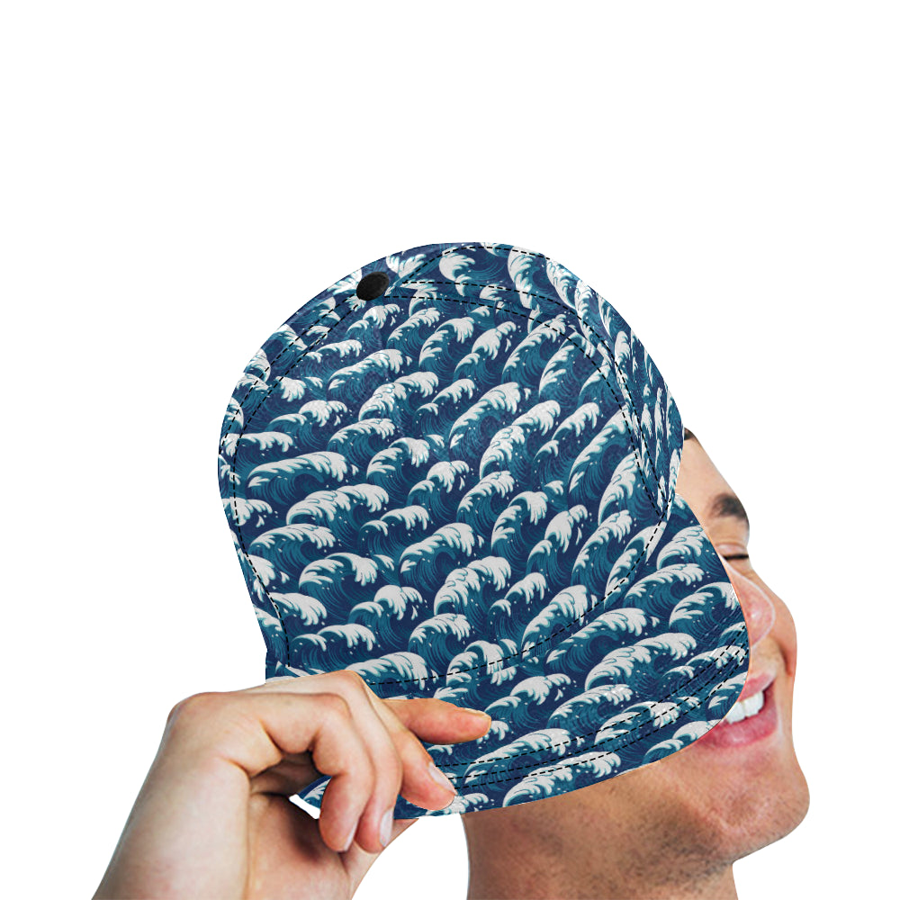 Ocean Wave Pattern Print Snapback Cap