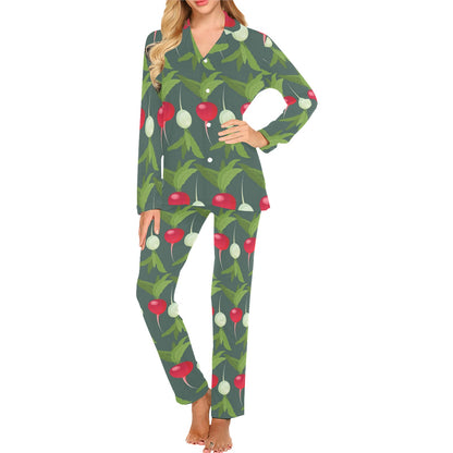 Radish Pattern Print Design A03 Women's Long Pajama Set