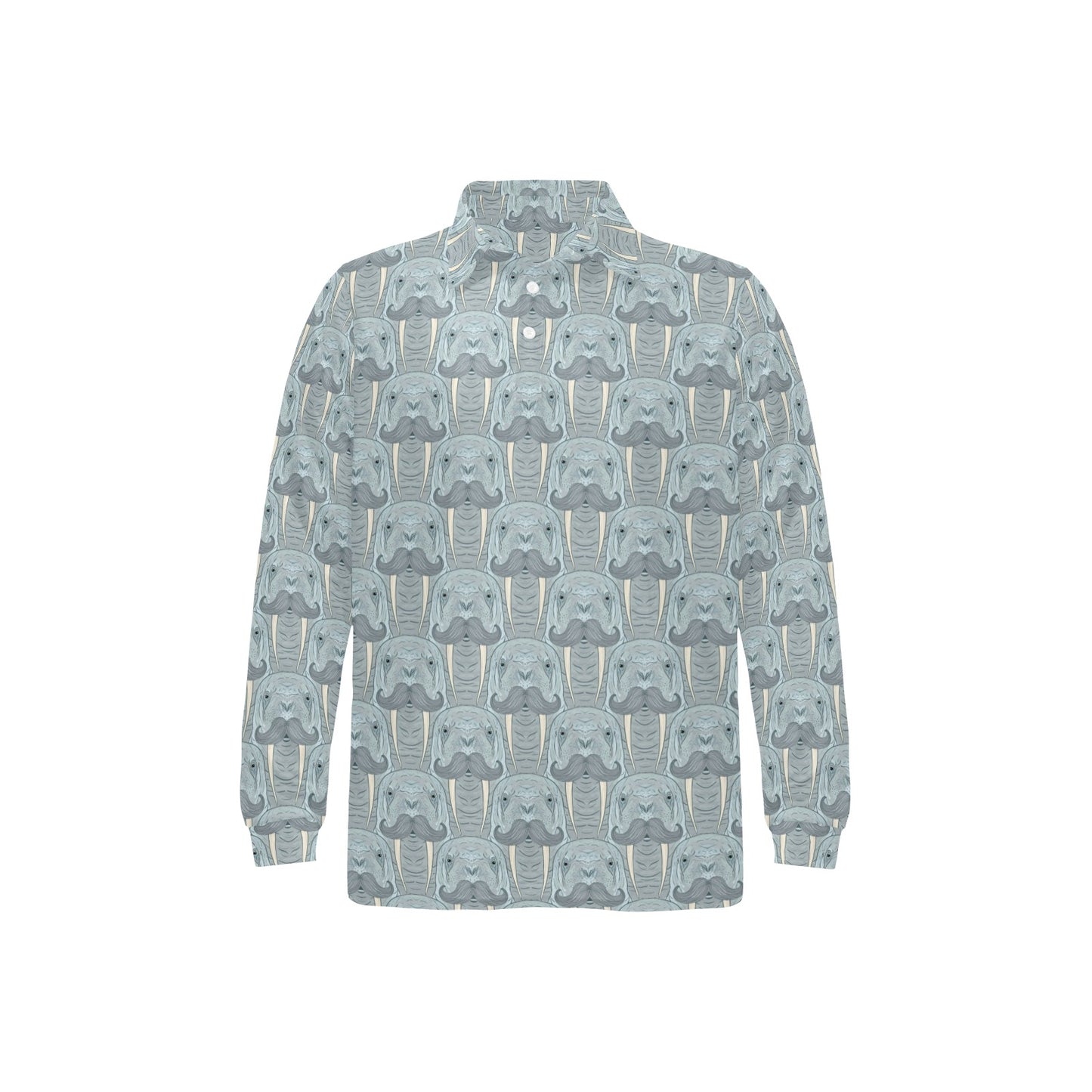 Walrus Print Design LKS402 Long Sleeve Polo Shirt For Men's