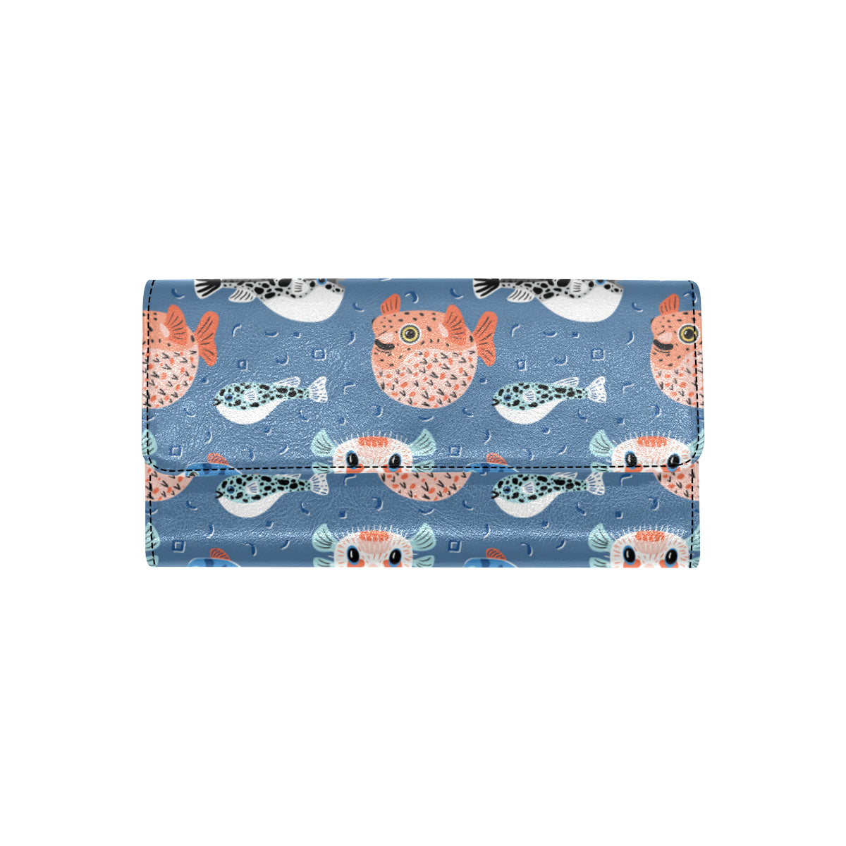 Fugu Pattern Print Design 02 Women's Trifold Wallet
