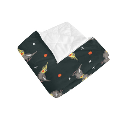 Cockatiel Pattern Print Design 02 Premium Quilt
