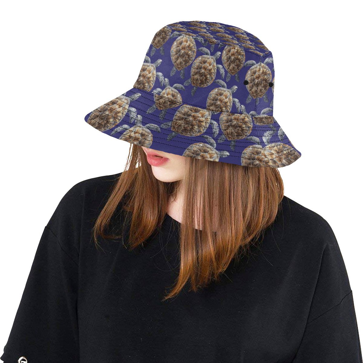 Sea Turtle Pattern Print Design T05 Unisex Bucket Hat