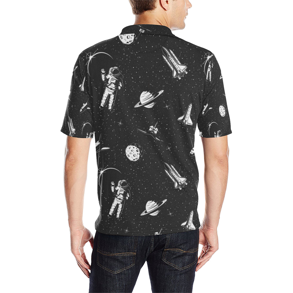 Space Pattern Men Polo Shirt