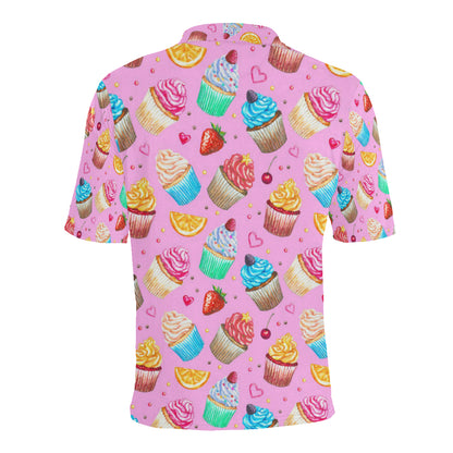 Cupcake Pattern Print Design CP05 Men Polo Shirt