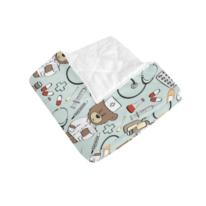 Nurse Bear Pattern Print Design A01 Premium Quilt