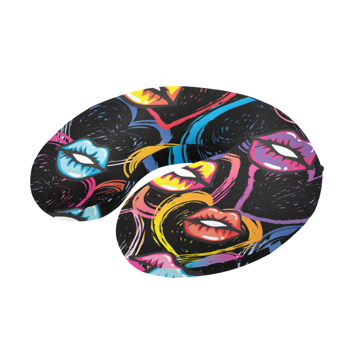 Pop Art Lip Pattern Print Design A03 U-Shaped Travel Neck Pillow