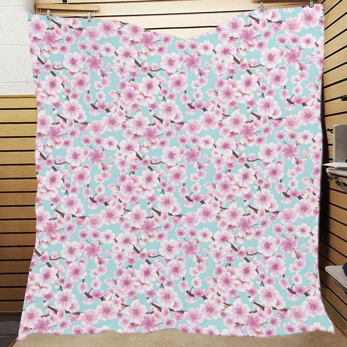 Cherry Blossom Pattern Print Design 01 Premium Quilt