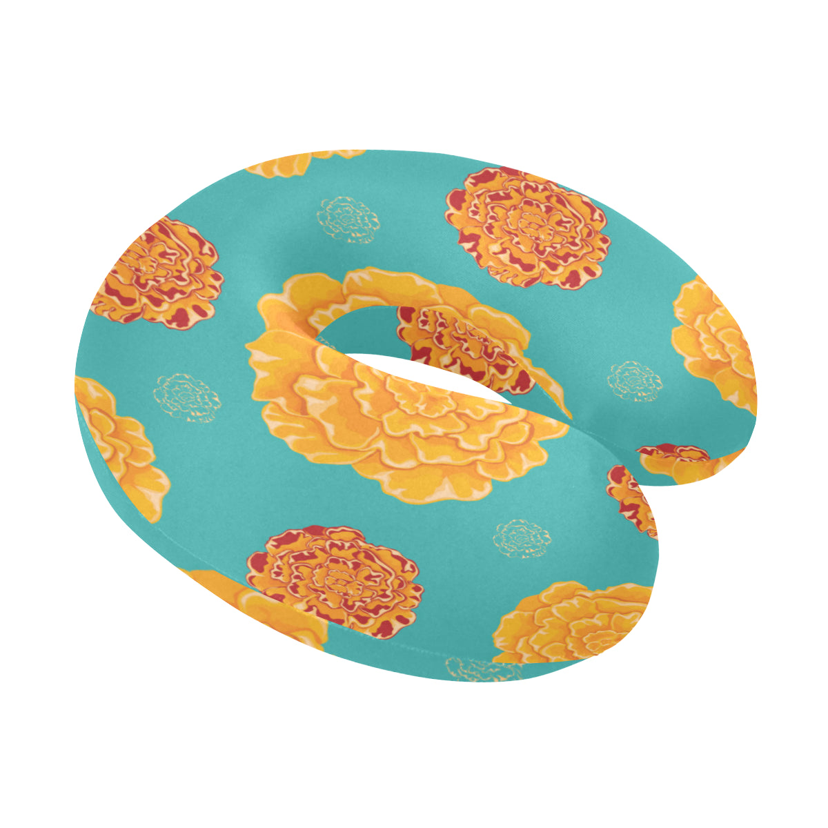Marigold Pattern Print Design 02 U-Shaped Travel Neck Pillow