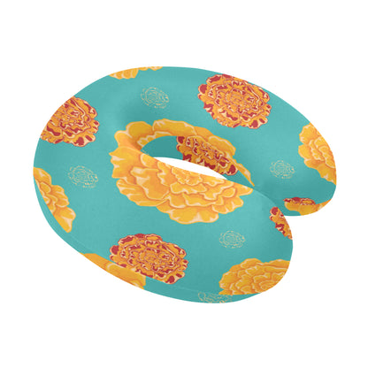 Marigold Pattern Print Design 02 U-Shaped Travel Neck Pillow