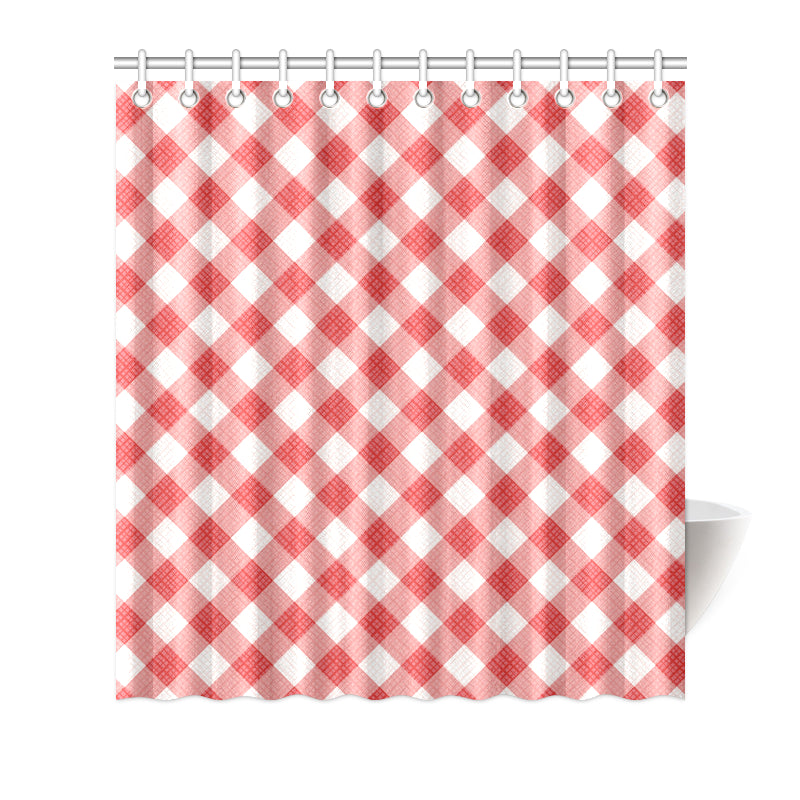 Gingham Red Pattern Print Design 01 Shower Curtain