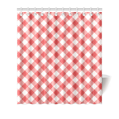 Gingham Red Pattern Print Design 01 Shower Curtain