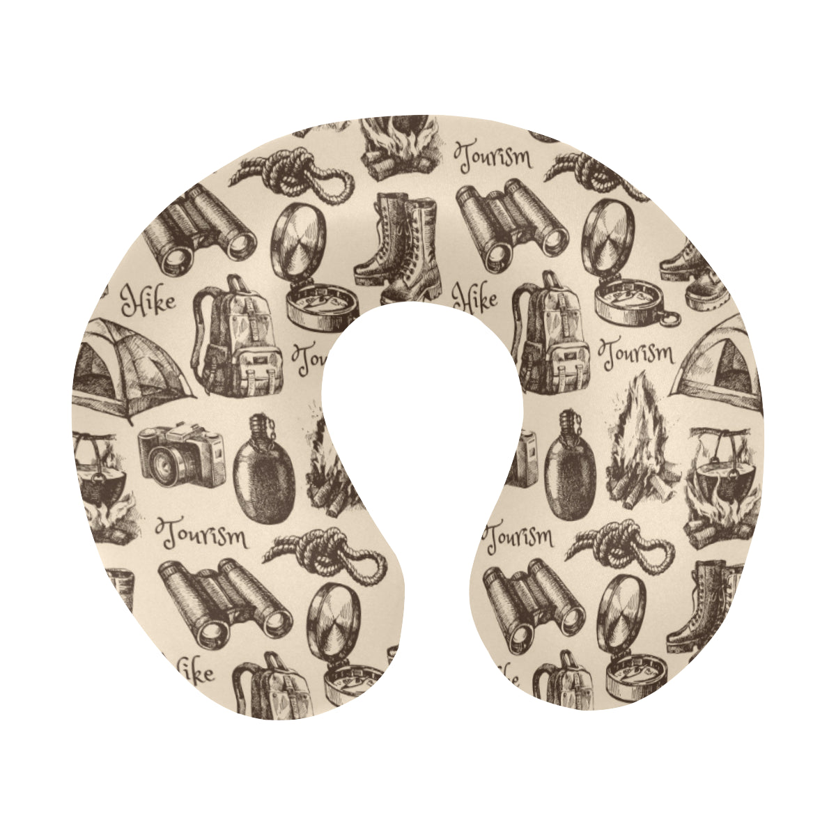 Camping Pattern Print Design 01 U-Shaped Travel Neck Pillow