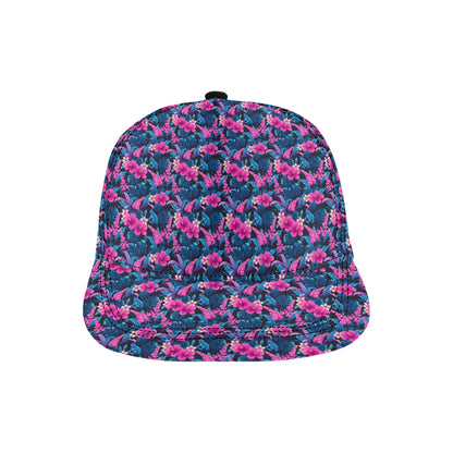 Tropical Folower Pink Themed Print Snapback Cap