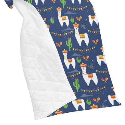 Llama Cactus Pattern Print Design 05 Premium Quilt