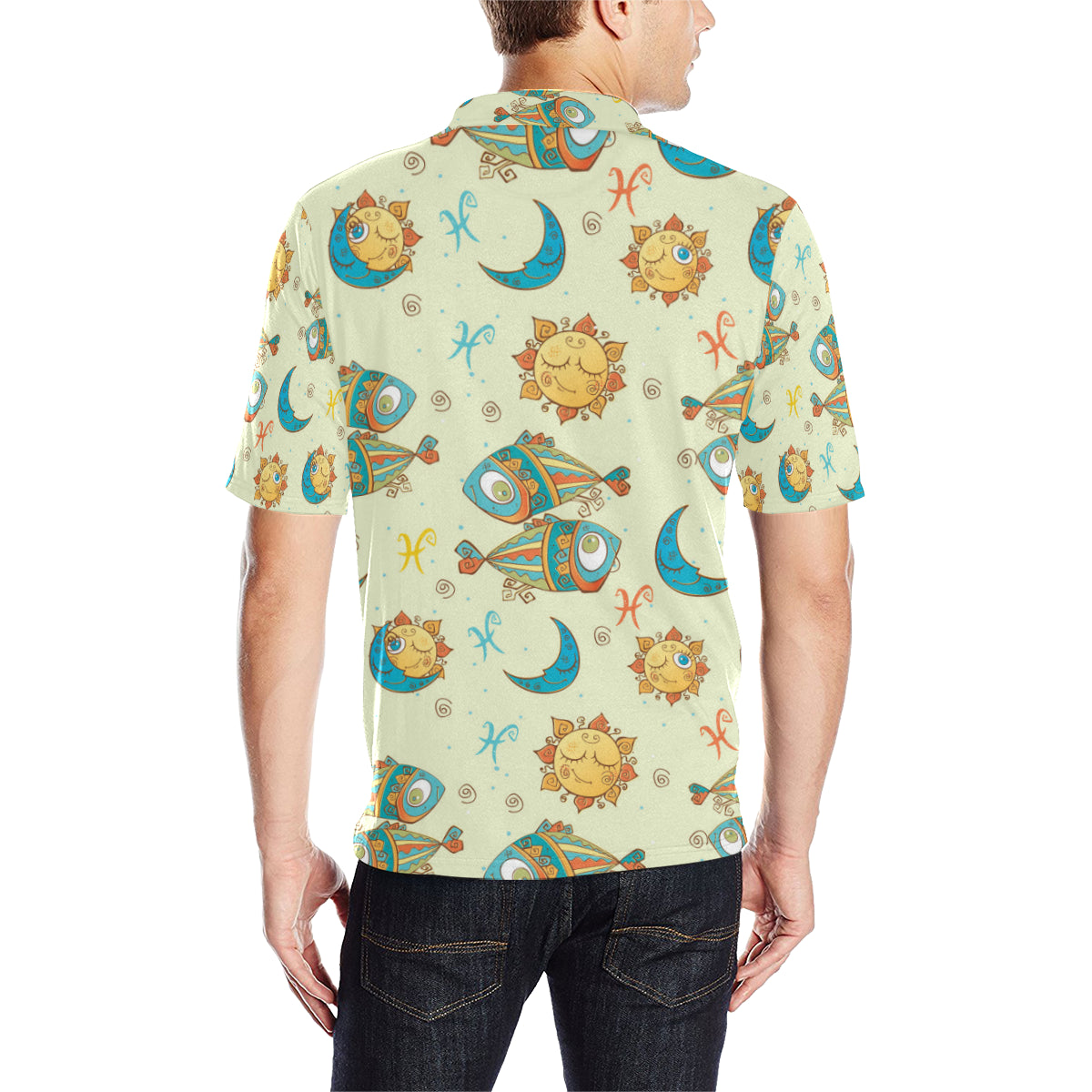Pisces Pattern Print Design A03 Men Polo Shirt
