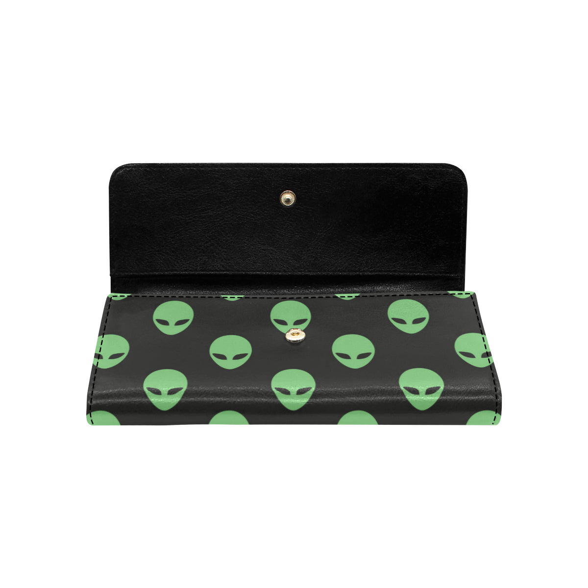 Alien Green Neon Pattern Print Design 01 Women's Trifold Wallet