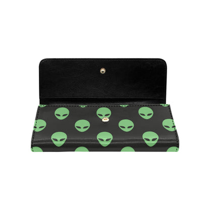 Alien Green Neon Pattern Print Design 01 Women's Trifold Wallet