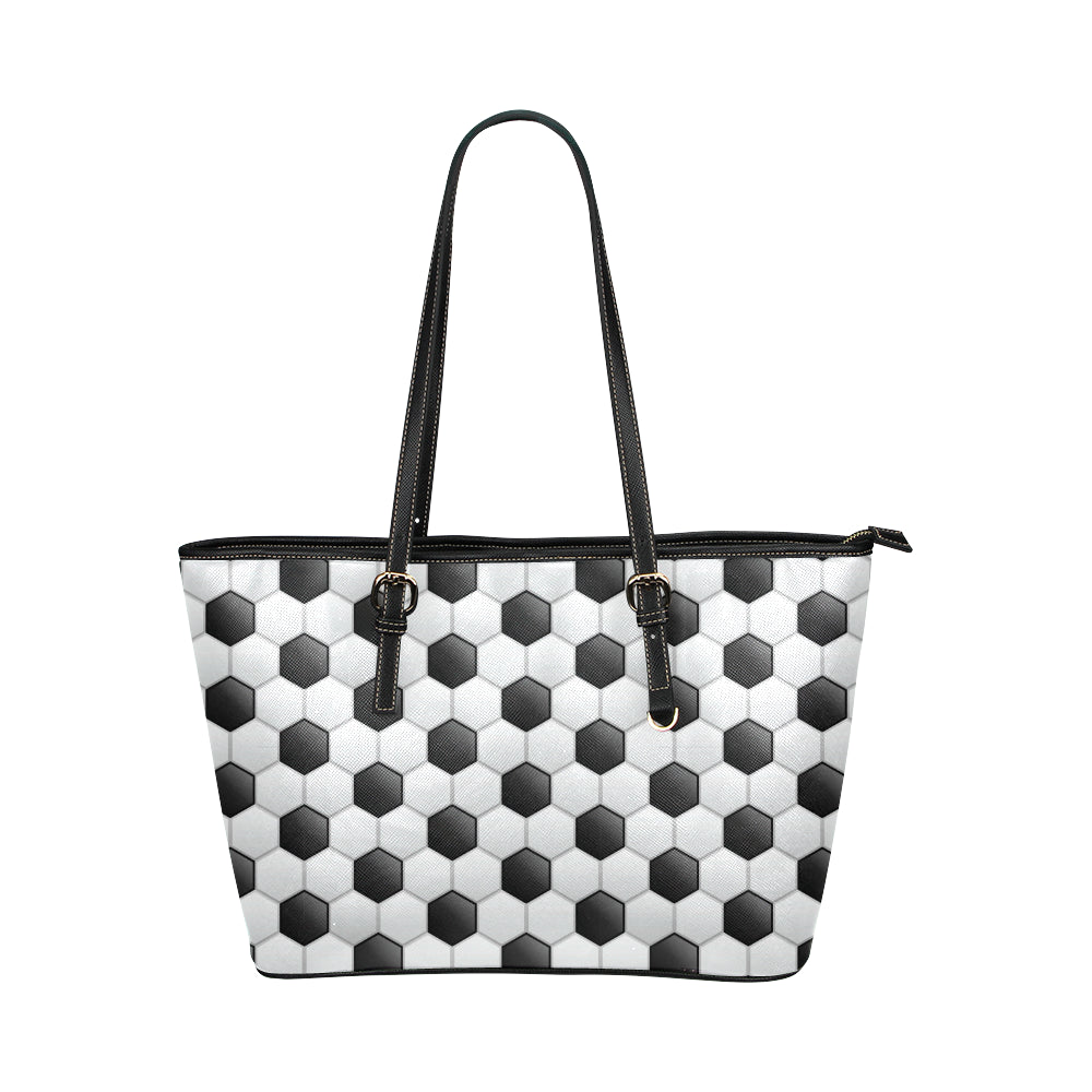 Soccer Ball Texture Print Pattern Leather Tote Bag