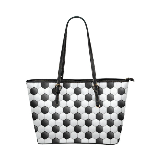 Soccer Ball Texture Print Pattern Leather Tote Bag
