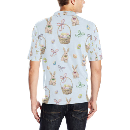 Rabbit Easter Eggs Pattern Print Design 03 Men Polo Shirt