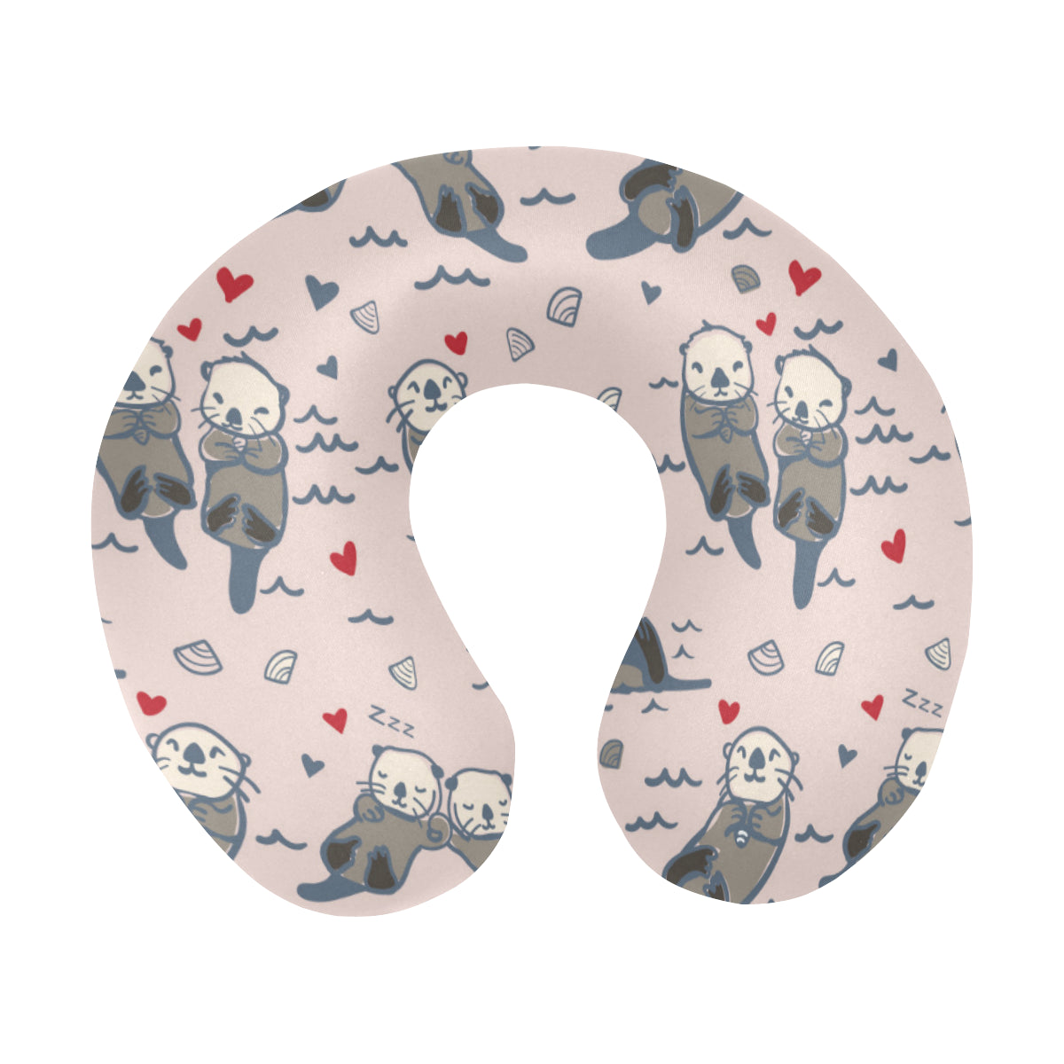 Sea Otter Pattern Print Design 02 U-Shaped Travel Neck Pillow