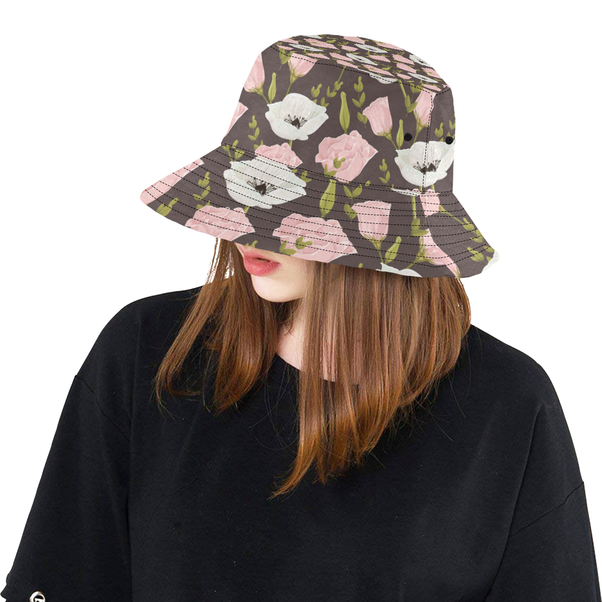 Anemone Pattern Print Design AM011 Unisex Bucket Hat