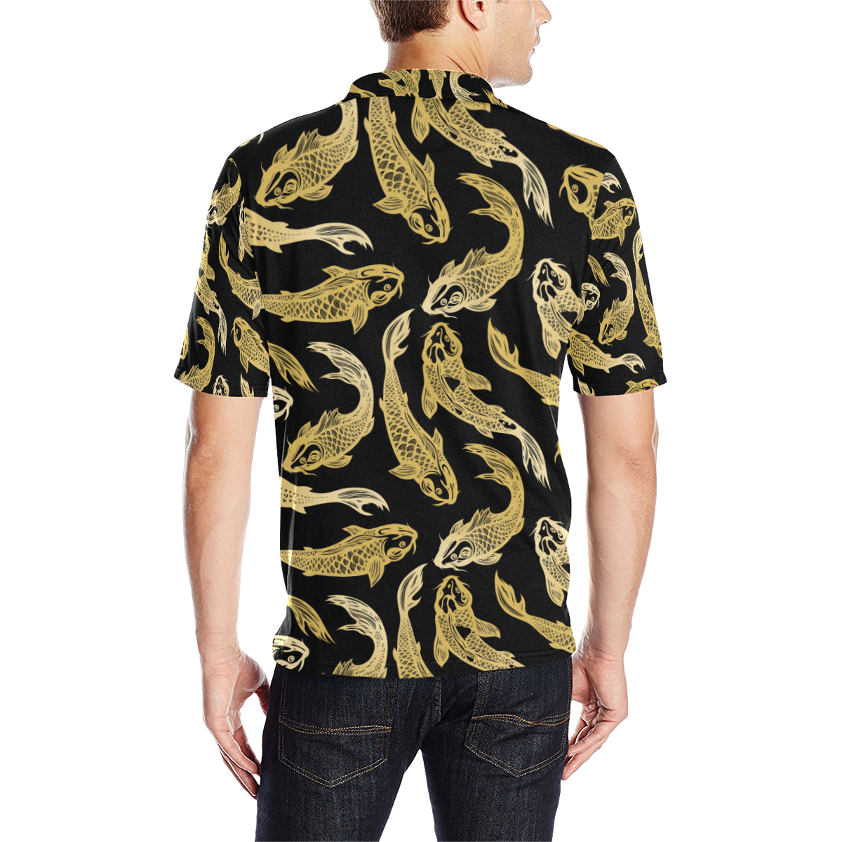 KOI Fish Pattern Print Design 03 Men Polo Shirt