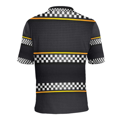 Checkered Flag Yellow Line Style Men Polo Shirt