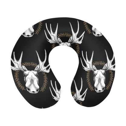 Moose Pattern Print Design 02 U-Shaped Travel Neck Pillow