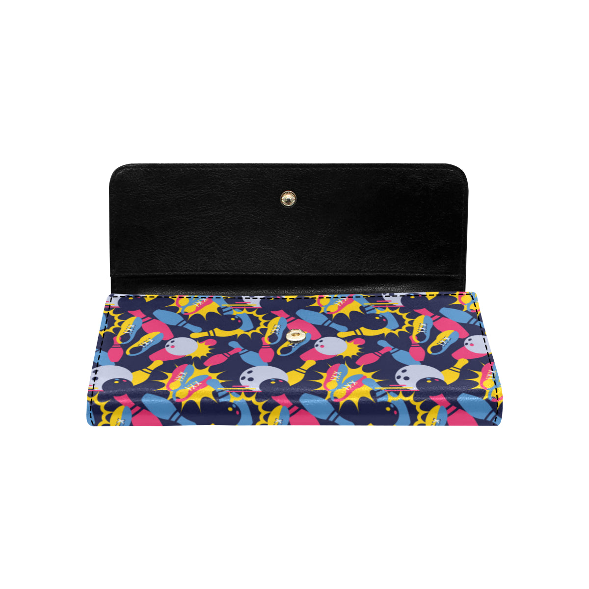Bowling Pattern Print Design 02 Women's Trifold Wallet