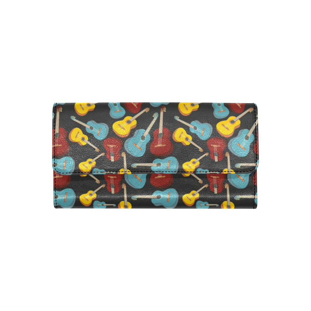 Acoustic Guitar Pattern Print Design 01 Women's Trifold Wallet
