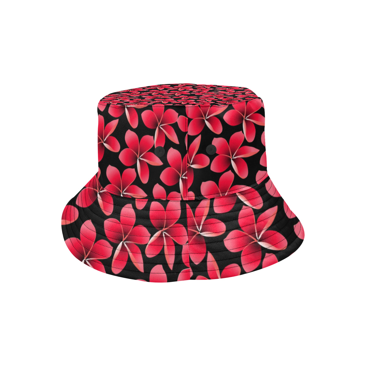 Red Plumeria Pattern Print Design PM025 Unisex Bucket Hat
