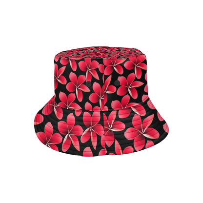 Red Plumeria Pattern Print Design PM025 Unisex Bucket Hat