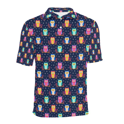 Owl Cute Themed Design Print Men Polo Shirt