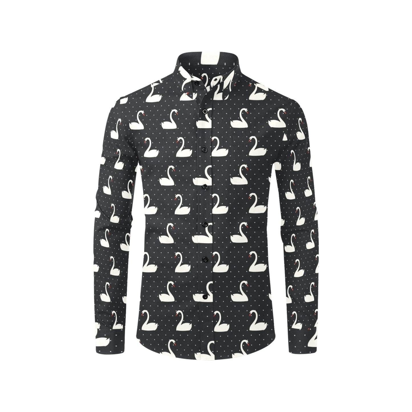 Swan Print Design LKS401 Men's Long Sleeve Dress Shirt
