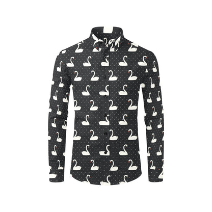 Swan Print Design LKS401 Men's Long Sleeve Dress Shirt