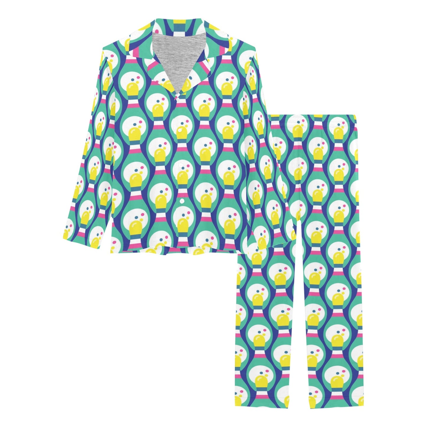 Bowling Pattern Print Design 04 Women's Long Pajama Set