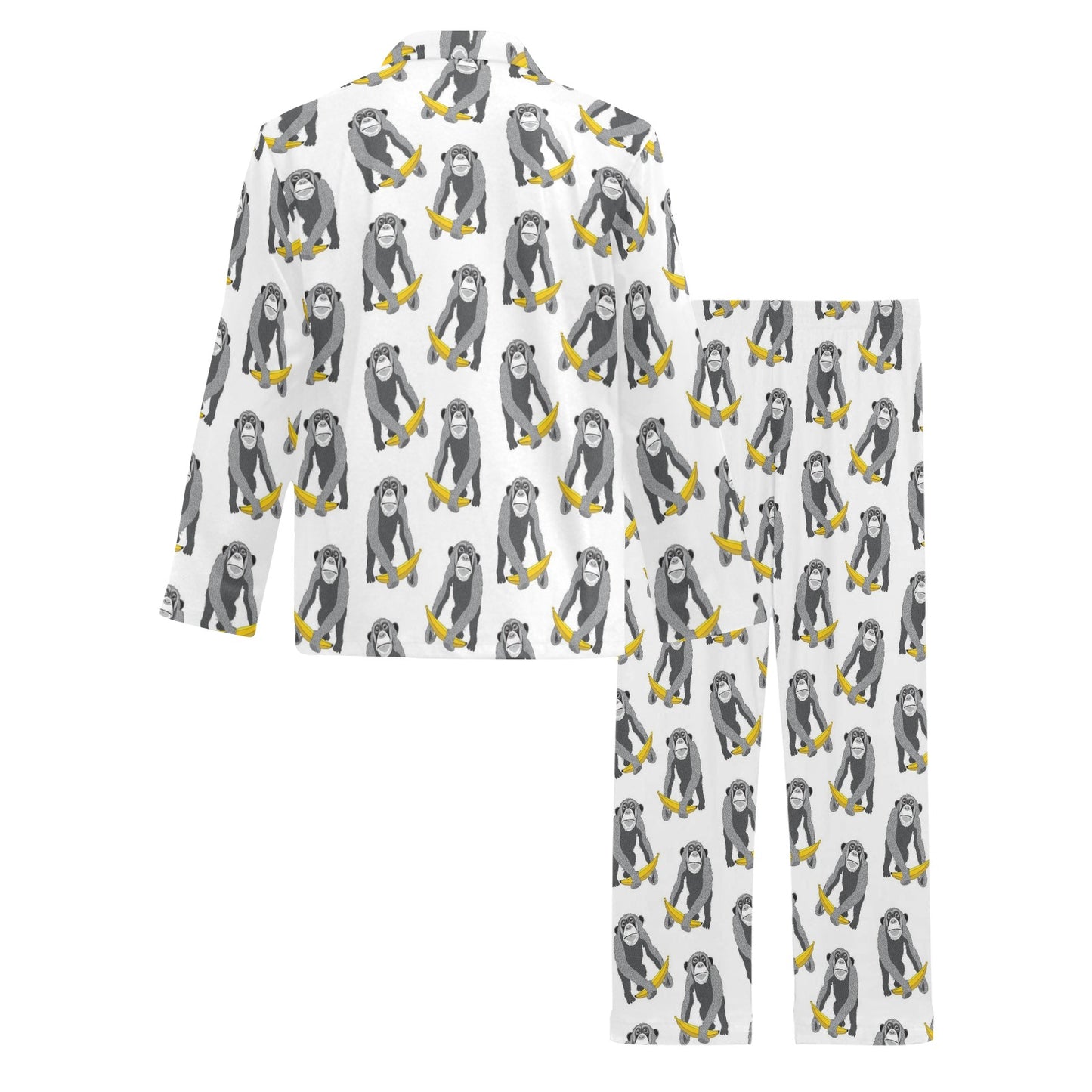 Chimpanzee Pattern Print Design 05 Men's Long Pajama Set