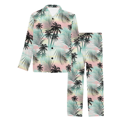 Palm Tree Pattern Print Design A03 Men's Long Pajama Set