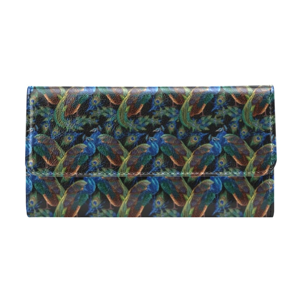 Peacock Themed Design Print Women's Trifold Wallet