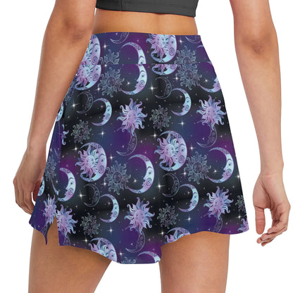 Sun Moon Print Design LKS303 17" Golf & Pickleball Skort with Pockets