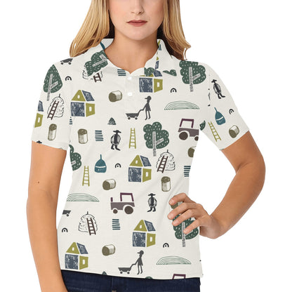 Agricultural Farm Print Design 01 Women's Polo Shirt