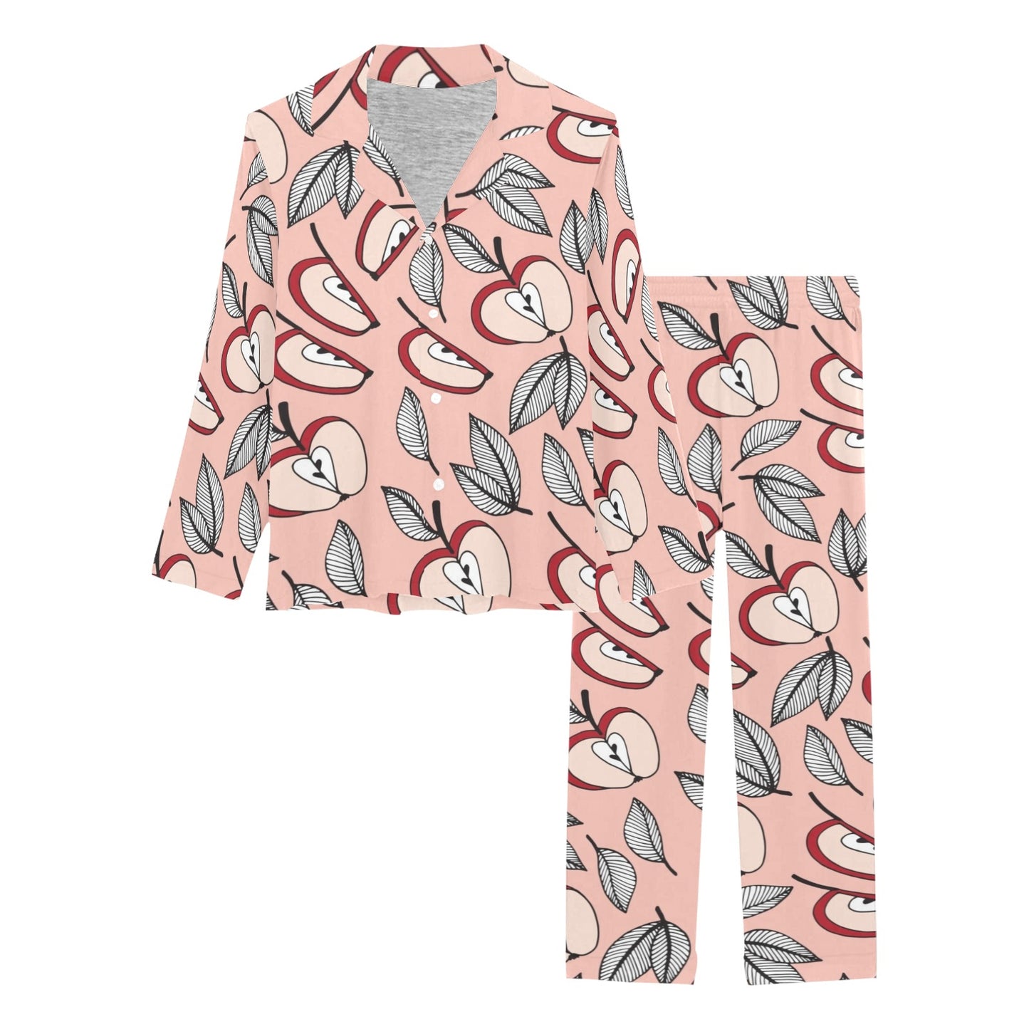 Apple Pattern Print Design AP04 Women's Long Pajama Set