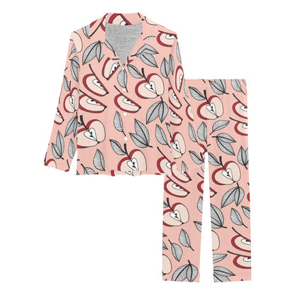 Apple Pattern Print Design AP04 Women's Long Pajama Set