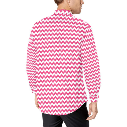 Chevron Print Design LKS402 Men's Long Sleeve Dress Shirt